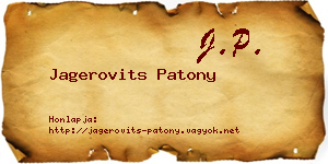 Jagerovits Patony névjegykártya